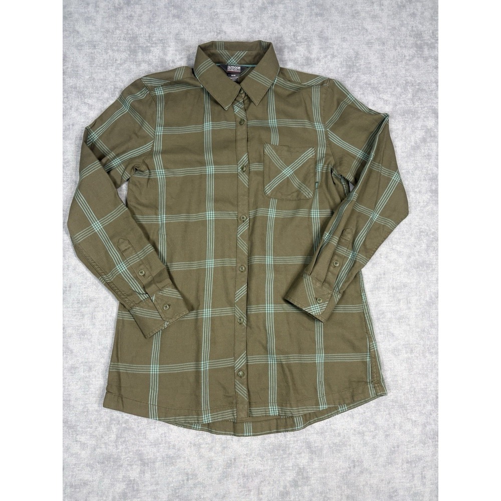 Outdoor Research Cedar Cove Tunic Womens M Plaid Button Up Cotton Lyocell Shirt
